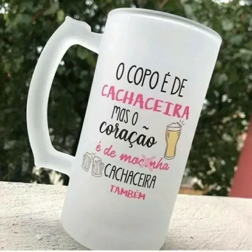 Caneca de chopp vidro jateado 475ml 