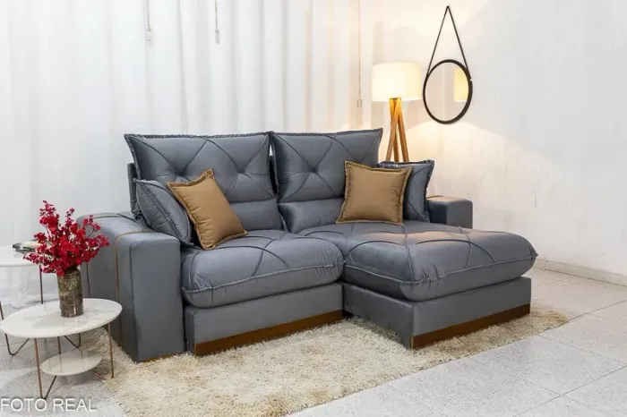 Sofá Retrátil Reclinável 2.50m Santorini D33 e Molas Ensacadas rf54