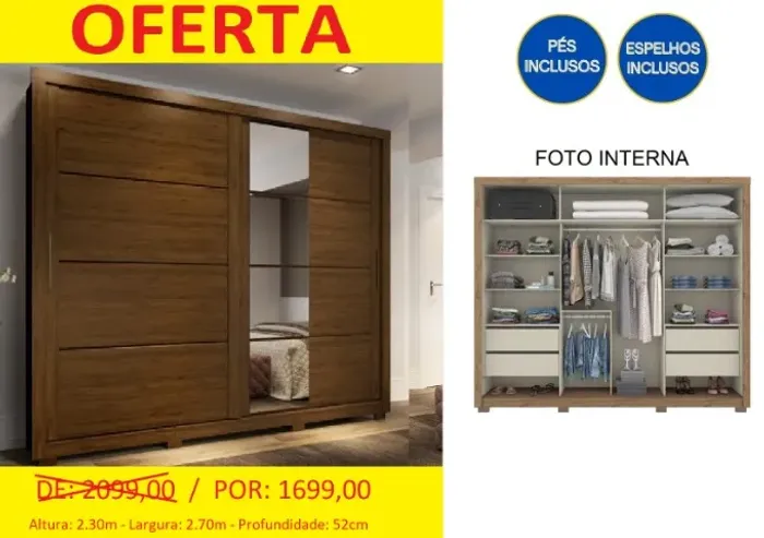 Guarda roupa em oferta - aproveite