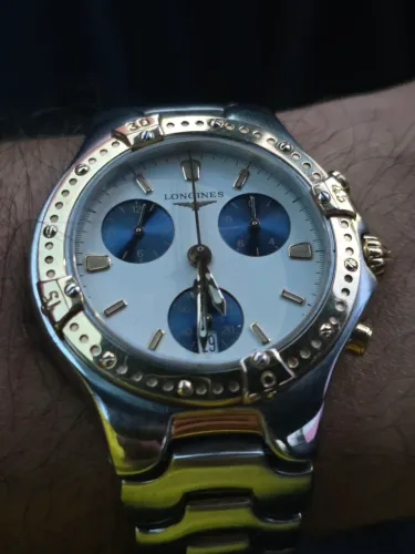 Longines Sport Wing Chronograph Original Suíço - Aço e Dourado