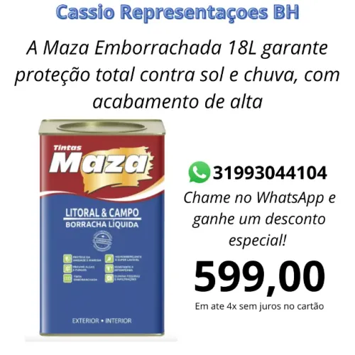 Tinta Emborrachada Maza 18L - Super Promoção! Entrega Imediata em BH
