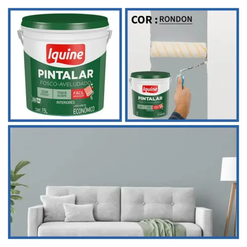 Tinta Iquine Acririca 15L - Cor cinza Rondo e branco n