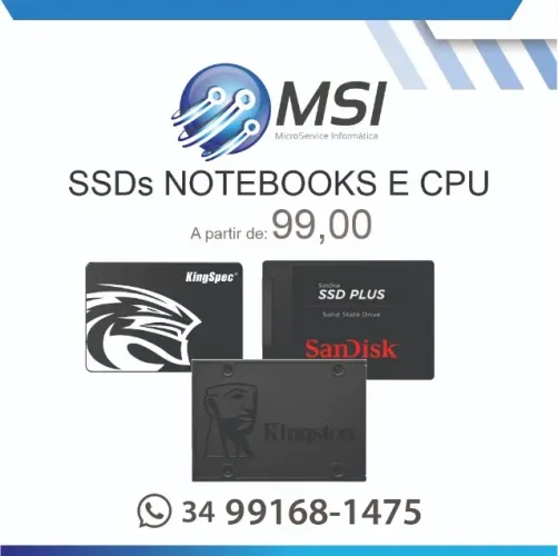 SSd de 120, 256, 512 e 1 tera
