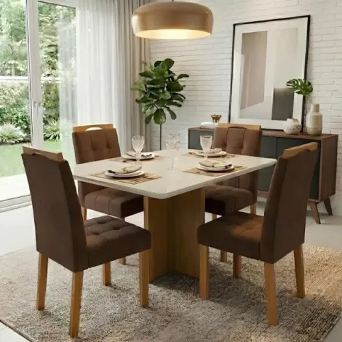 Mesa de Jantar Salinas 1,20m  com 4 Cad - Produto Novo!  Pronta Entrega!  