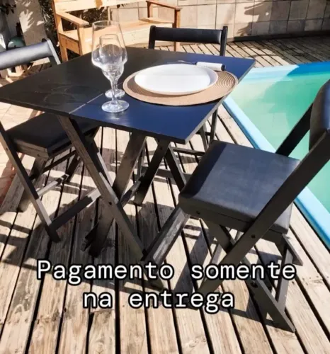 Mesa Dobrável Preta para 4 Pessoas