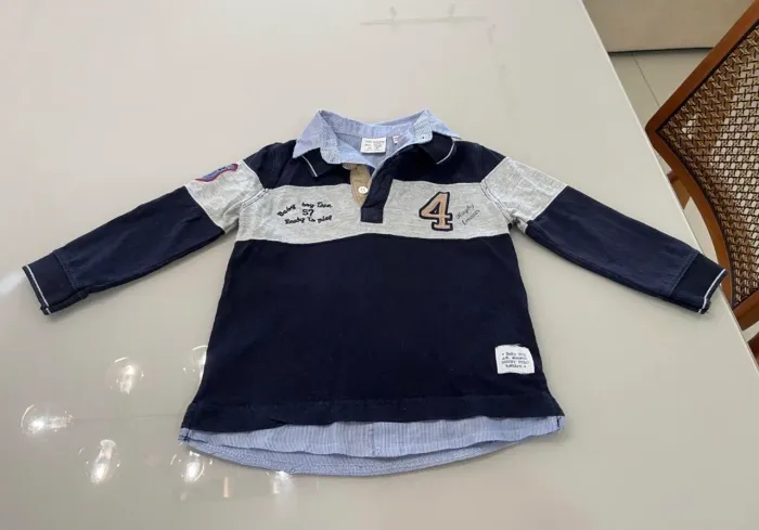 Camisa polo manga longa infantil Zara