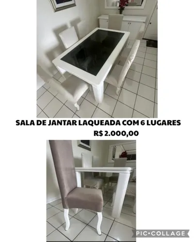 SALA DE JANTAR LAQUEADA COM SEIS CADEIRAS