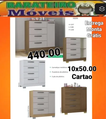 Comoda 4 gavetas 1 porta entrega e monta