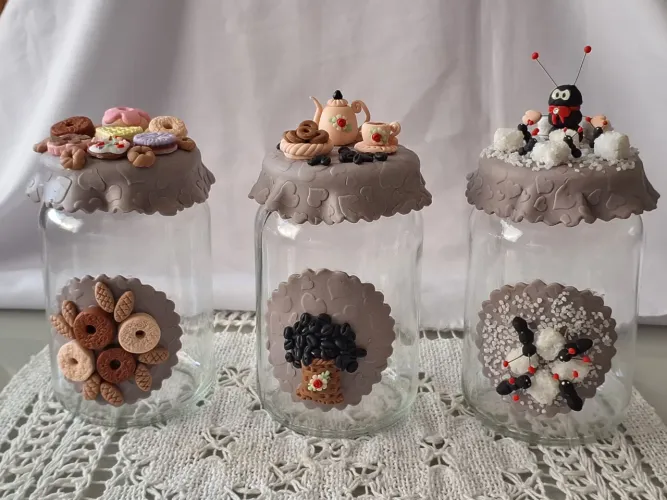 Potes para cantinho do café  em biscuit 