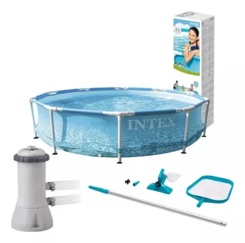 Piscina Intex Beira Mar 4485l Bomba Filtro E Kit Limpeza