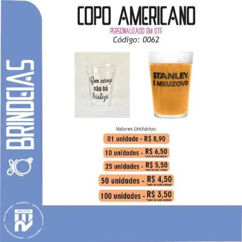 Copo Americano Personalizado - Brindes Personalizados Brindeias