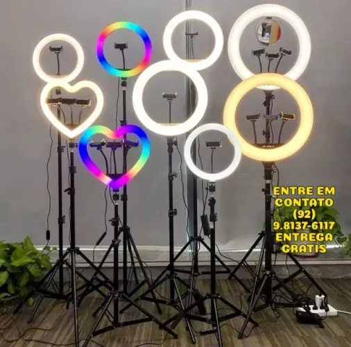 Ring Light 14 Polegadas Com Tripé De Até 2 Metros - Entrega das 9 até 22hrs
