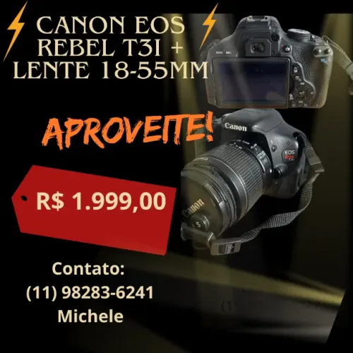 Canon EOS Rebel T3i + Lente 18-55mm | Pronta para fotografar! - BAIXOU PREÇO