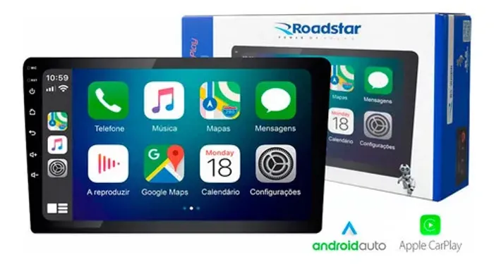 Central Multimídia 9 Pol Roadstar Carplay Android Tv GPS 