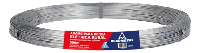 Arame Cerca Elétrica Eletro183 Rolo 500m 1,83mm Agrometal 