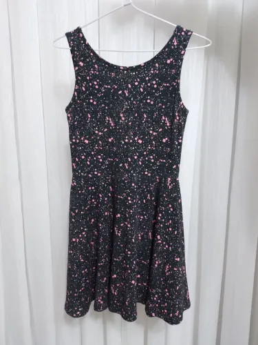 Vestido Infantil Estampado com Salpicos Rosa