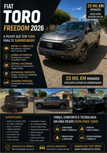 Fiat Toro Freedom 1.3 T270 4X2 Flex AUT 2026