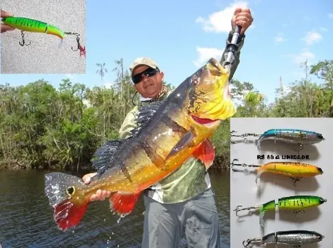 Iscas Artificiais Whopper Plopper com hélice ideal para Tucunaré Traira - Novas