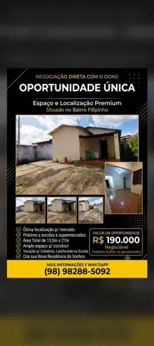 Vendo excelente oportunidade casa Filipinho