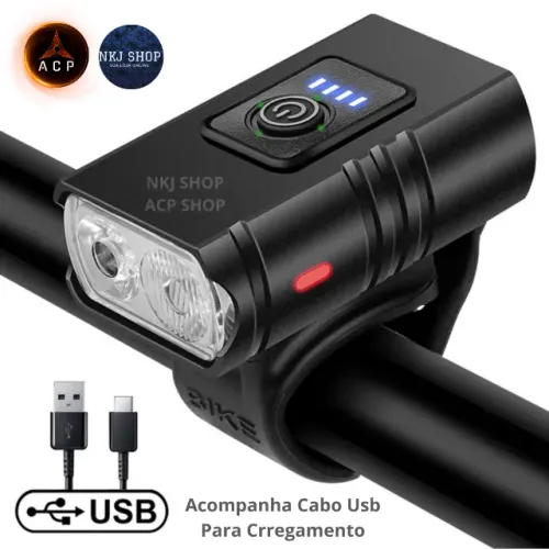 Lanterna para Bicicleta Recarregavel com 6 Modelos De luz