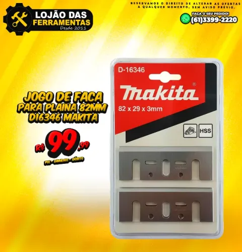 Jogo de Faca Para Plaina 82mm D16346 Makita
