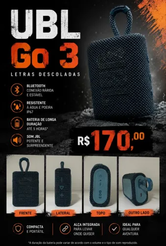 JBL GO 3 azul (letras descolaram)