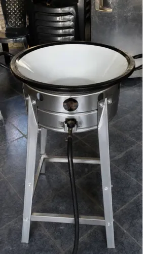 FRITADEIRA, FOGÃO ALTA PRESSÃO COM TACHO ESMALTADO PERFEITO PRA FRITAR PASTÉIS E SALGADOS