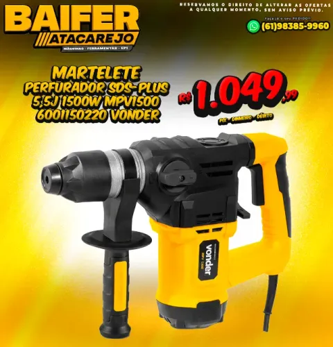 Martelete Perfurador SDS-Plus 5,5J 1500w MPV1500 Vonder