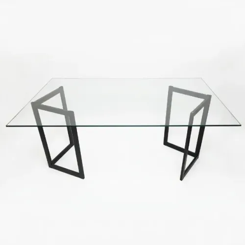 Mesa para escritório em vidro transparente com apoios de metal - C 160cm x L 100cm - us