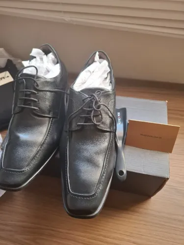 Sapato Couro, Democrata Comfort Pointer Hi-Soft, Tamanho 43 a 44, Praticamente Novo