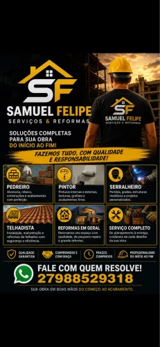 ? SAMUEL FELIPE - SERVIÇOS & REFORMAS ? Pedreiro, pintor, serralheiro, telhadista