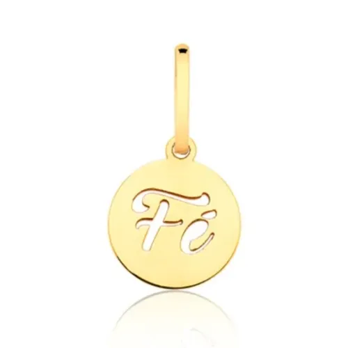Pingente Fé Ouro 18 Kilates Oco 30 mm Peso 3.00 Gramas