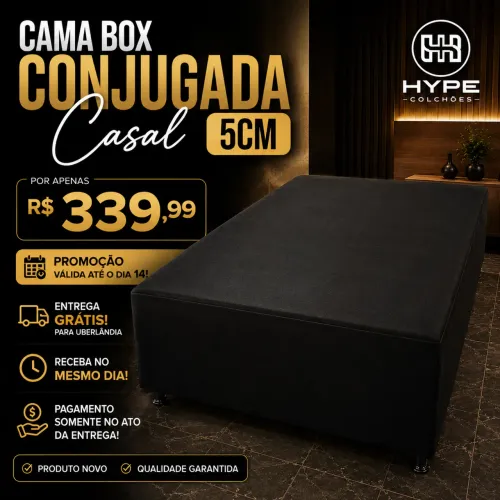 ? Cama Box Conjugada Casal 5cm | R$ 339,99 | Entrega Grátis Hoje!