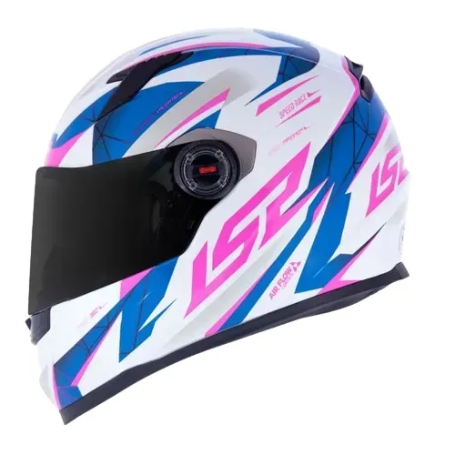 Capacete Ls2 Ff358 Draze - Branco/Azul/Rosa (viseira de brinde) - somos loja, parcelamos