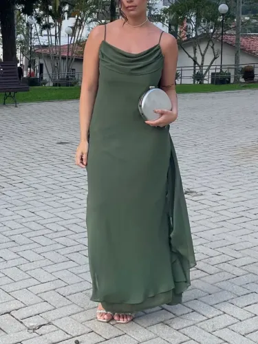 Vestido de Festa Verde chifon