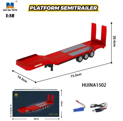 Semirreboque - Carreta Prancha 1:18 P/ Caminhão Huina Scania 1/18