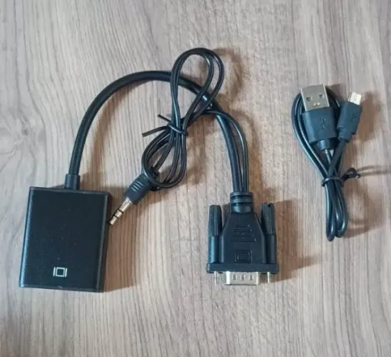 Adaptador Conversor VGA para HDMI com Cabo de Áudio P2 3.5mm Para Pc Laptop Projetor