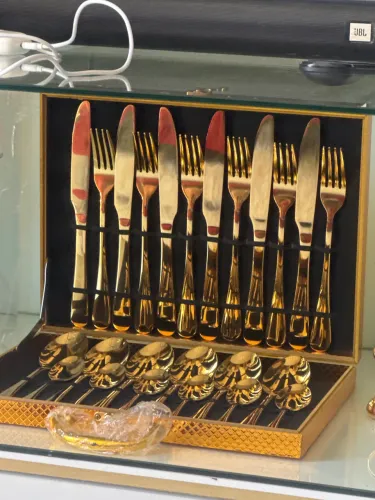 faqueiro dourado 24 peças 