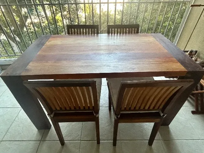 Mesa de jantar retangular madeira demolição