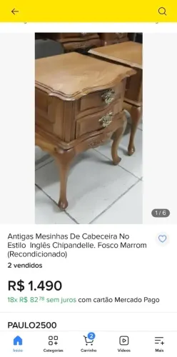 Lindo par de mesinhas de cabeceira antigo .estilo clássico chipandelle.