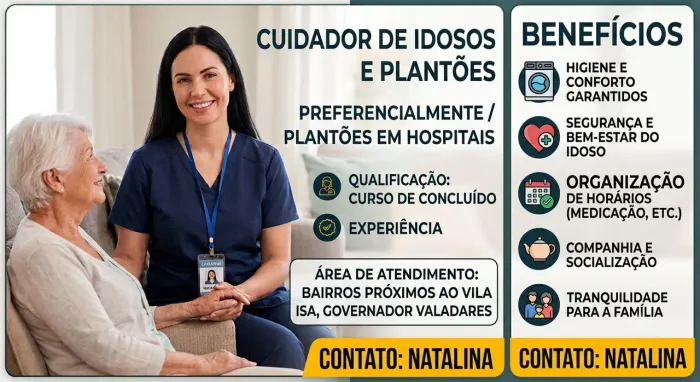 Cuidadora de idosos e plantões noturnos
