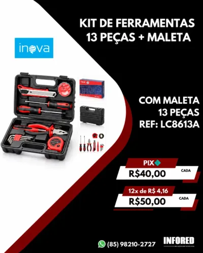 Kit de Ferramentas Inova 13 Peças com Maleta