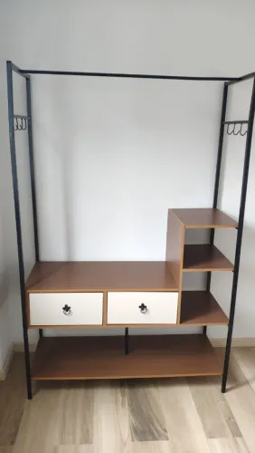 Módulo Closet Cabideiro Espaço Otimizado Design Moderno 2 Gavetas Aço/MDP