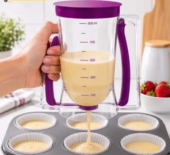 Jarra Dispenser Copo Dosador Medidor de Massas 900ml Cupcake Panqueca Waffle Crepe Bolo
