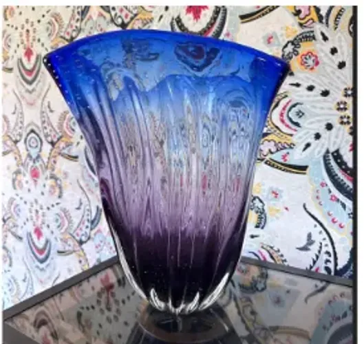 Vaso Murano - degrade Azul e Lilas médio