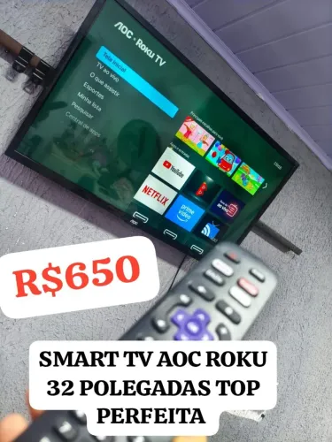 SMART TV AOC ROKU 32 POLEGADAS TOP PERFEITA BARATA R$650. ENTREGO!
