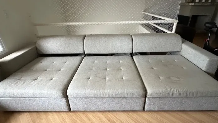 Sofá modular em linho perfeita estrutura de 3,50 metros 