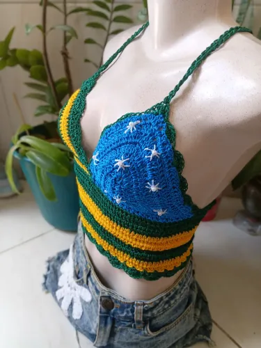 Pronta entrega CROPED CROCHÊ/BRASIL