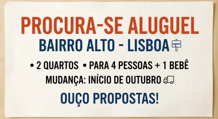 Procura-se imóvel para alugar no Bairro Alto 