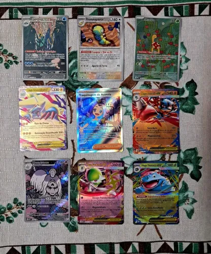 Cartas Pokémon EX, Ilustrações Raras e Treinador Originsl COPAG - Lote 05